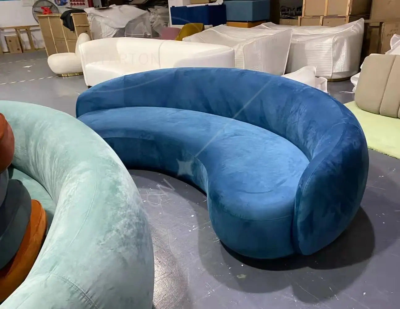 Semicircle Curved Sectional Sofa Living Room Modern Velvet Boucle Fabric Julep Sofa