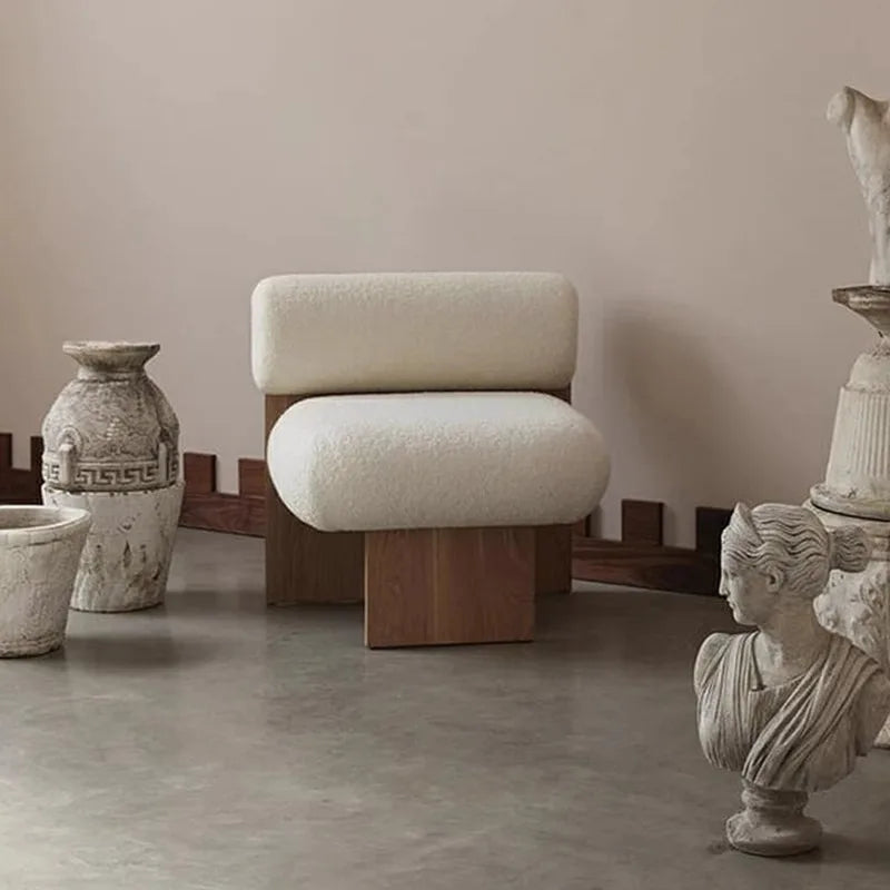 Wabi Sabi Style Single Sofa Chair, Casual Designer, Small-sized Solid Wood Hotel, Homestay, Living Room, Balcony, Single Chair