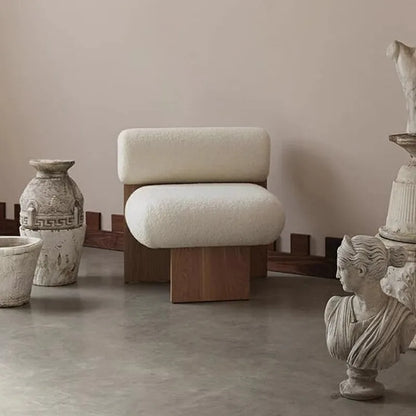 Wabi Sabi Style Single Sofa Chair, Casual Designer, Small-sized Solid Wood Hotel, Homestay, Living Room, Balcony, Single Chair