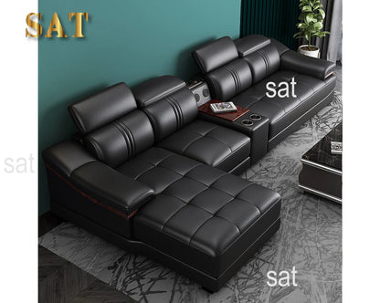 # Hot Sales Modern Sectional Sofa Multifunction Latex Cushion Sofa Leather L Shaped Living Sofa Set With Music Design