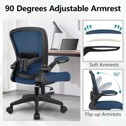 HOT-Office Chair, Ergonomic Desk Chair Breathable Mesh Chair With Adjustable High Back Lumbar Support Flip-up Armrests, Executiv