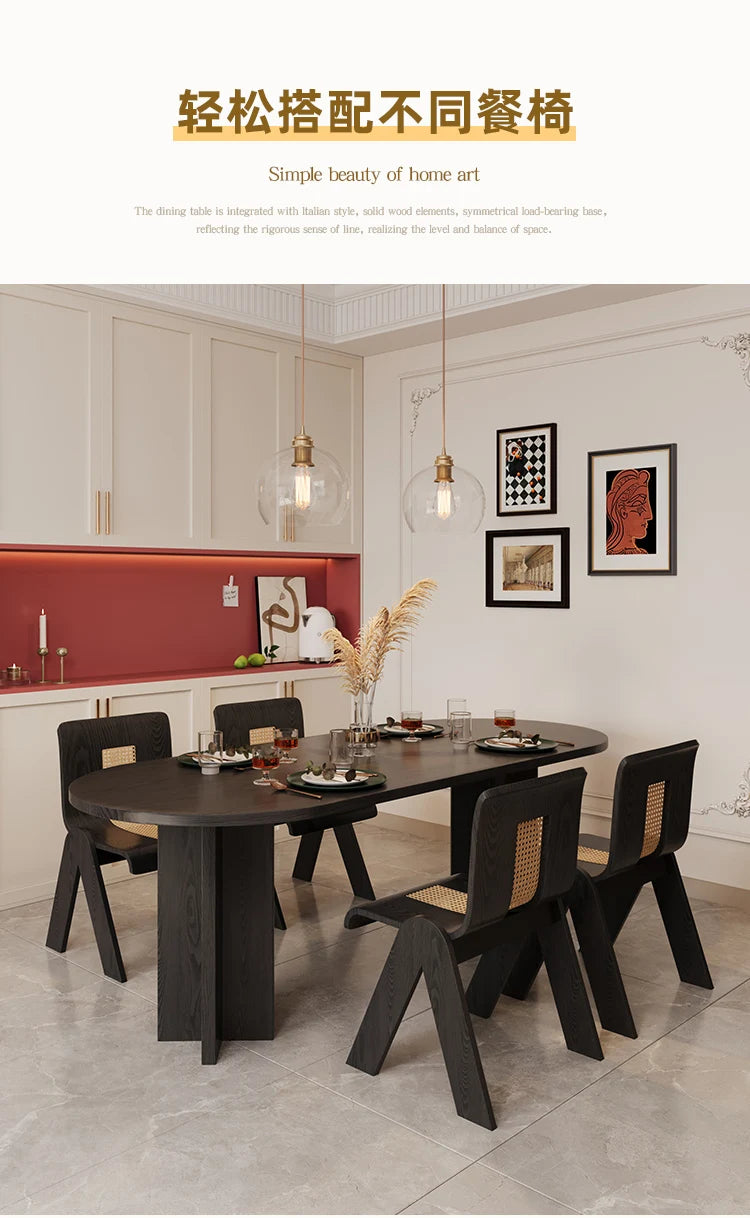 HTT oval dining table and chairs retro living room modern light luxury dining room rock slab home accessories