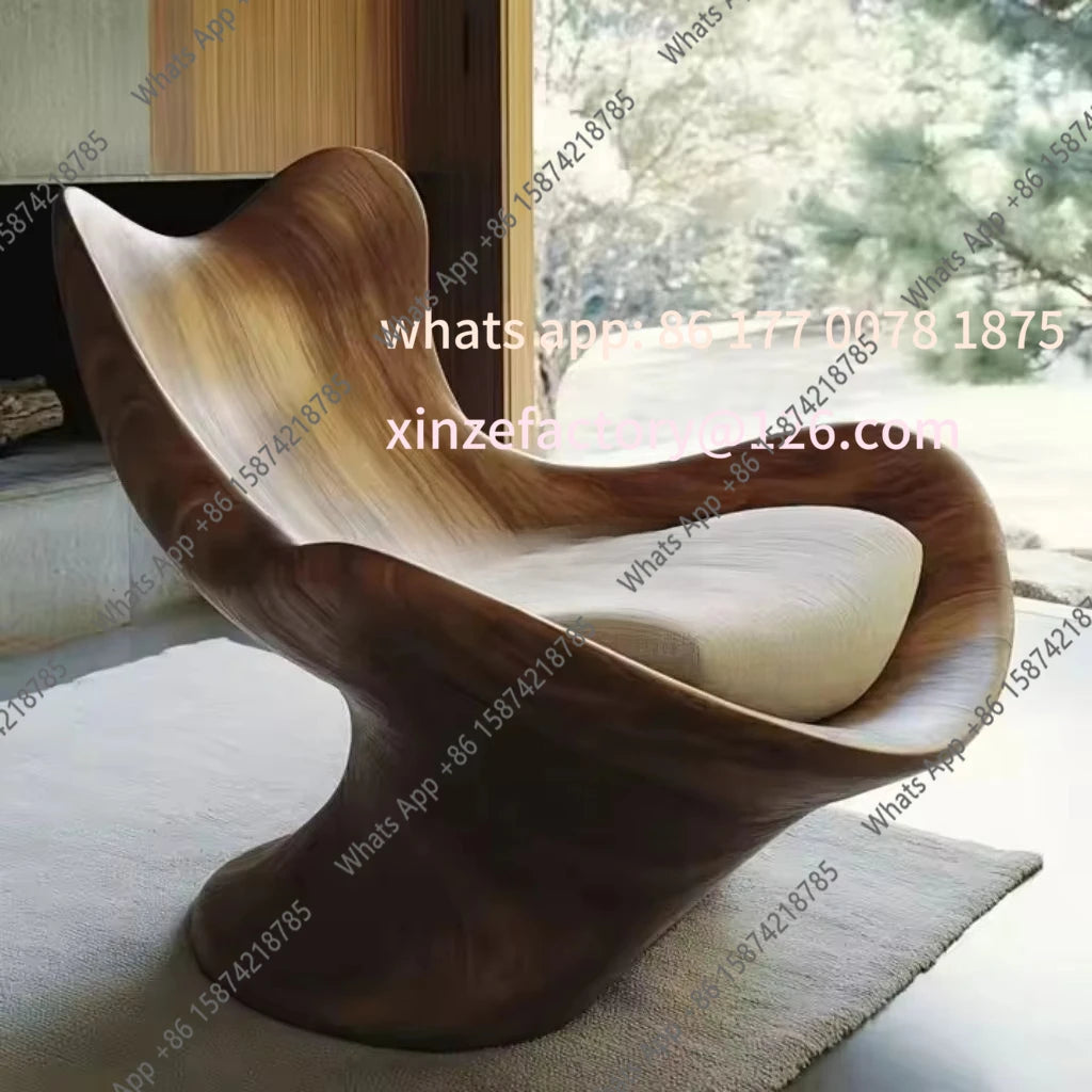 A Customizable Modern Unique Shaped Leisure Chair Minimalist Design Accent Chair Solid Wood Armchair For Home Hotel
