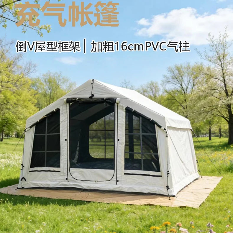 New 8㎡ 420D Oxford Fabric Marquee for Use Outdoor Camping Inflatable Snow-White Tent—Windproof Waterproof No-Peg-Required