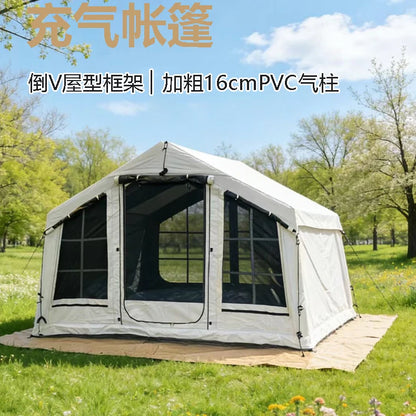 New 8㎡ 420D Oxford Fabric Marquee for Use Outdoor Camping Inflatable Snow-White Tent—Windproof Waterproof No-Peg-Required