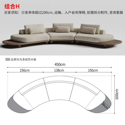 B73 Italian wabi-sabi palm beach fabric sofa living room modern simple curved light luxury, reception sofa