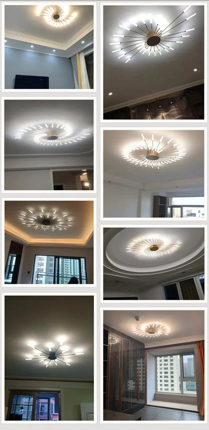 Living Room Light LED Ceiling Lamp Modern Indoor Lighting Acrylic Nordic Creative Fan-shaped Bedroom Fixture Home Decor Kid Room