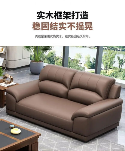Leather latex office sofa, piano key combination sofa