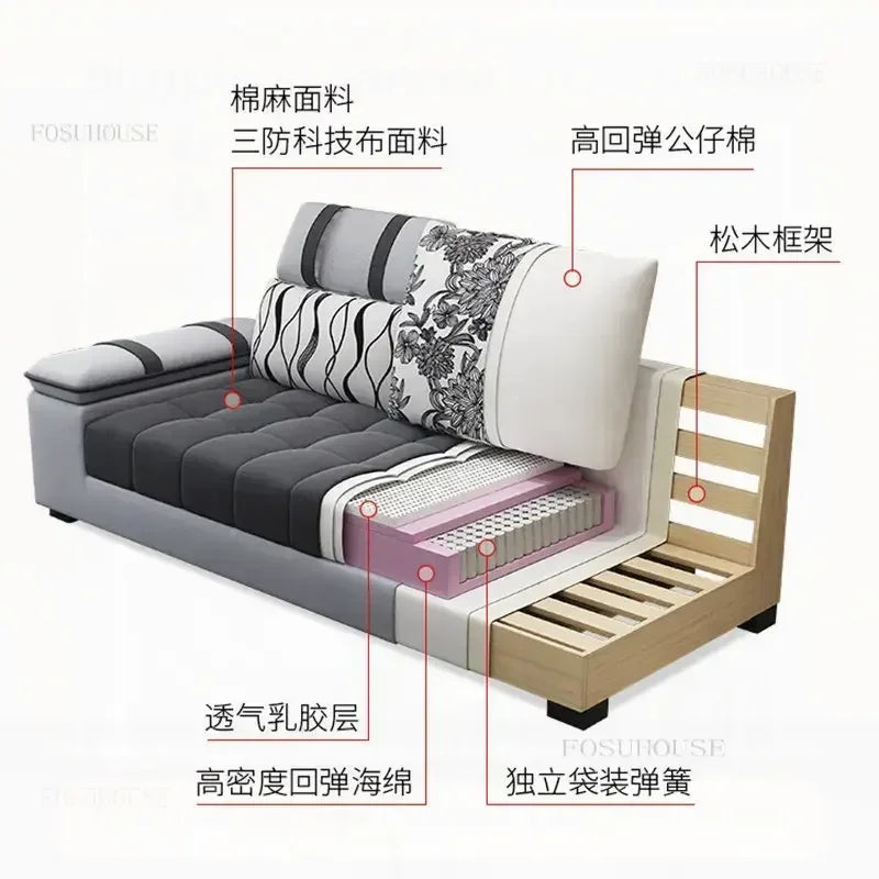 Luxury Technology Cloth Sofa Living Room Furniture Modern Cloakroom Bedroom Sofa Combination Nordic Apartment Sofa Set