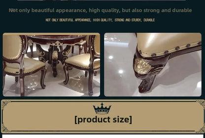 European Style Marble Dining Table Chair Set All Solid Wood Carved for 6-8 People for Restaurant Small Household Hotel