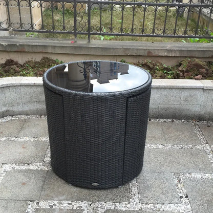 Balcony Rattan Garden Furniture Set 3-piece Courtyard Terrace Outdoor Round Table and Chairs Patio Leisure Table and Chairs B