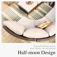 Outdoor Wicker Sectional Sofa Set, Half Moon Curved Patio Furniture Set with Ottman, High Back Rattan Patio Con