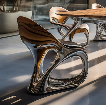 Luxury Dining Chair Set Modern Art Design with Unique Electroplating for Living Room Furniture Hotel Villa or Mall