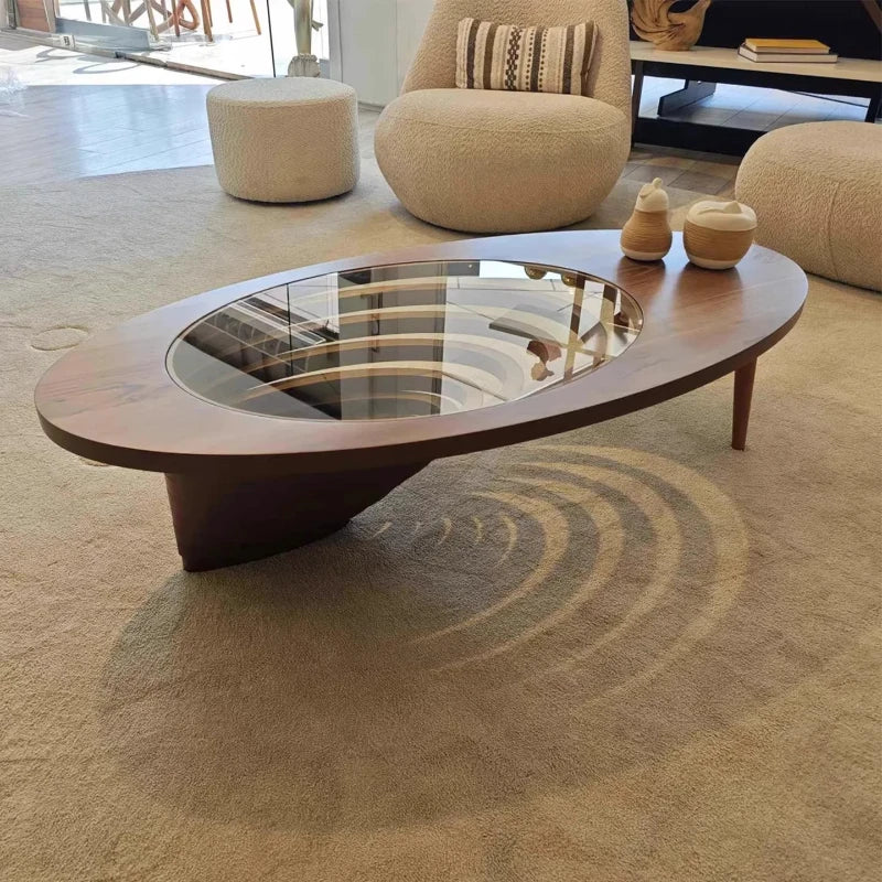 Table basse en bois massif, salon de luxe, table basse haut de gamme, design créatif, meubles de salon, décoration de salon