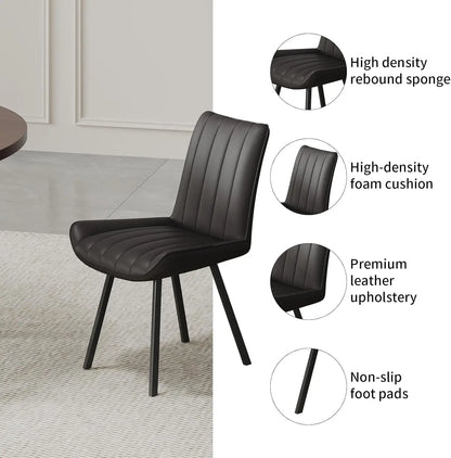 Mid-Century Modern Round Dining Table Set for 4, Walnut Wood Table & Black Chairs, Small Space Furniture