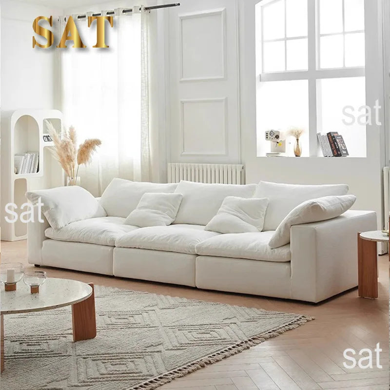 -For Modern Fabric L-Shape Three-Person Sofa Set with Sponge Filling for Living Room Gym & Villa Use&
