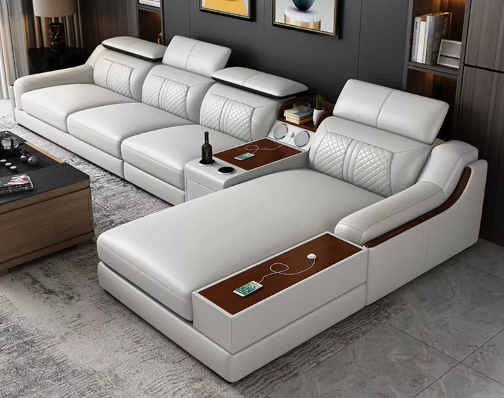 #*s for European Modern Fabric Sectional Sofa Set with Electric Recliner Modular Convertible Design USB Port-Living Room Furnitu