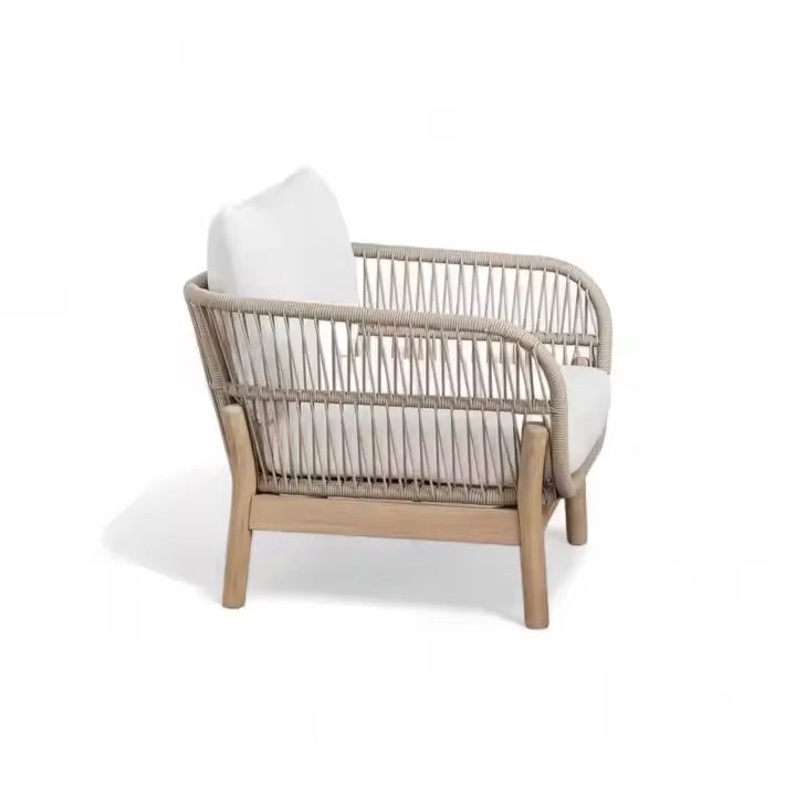 Hot Sales Teak Wood Rope Sofa Set For Home And Outdoor For Living Room Courtyard Hotel Villa Farmhouse