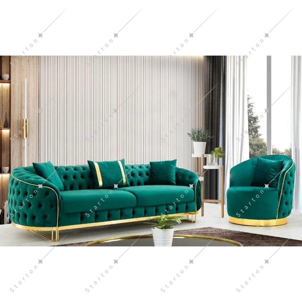 Modern Living Room Furniture Classic Apartment Interior Simple Design Fabric Sofa