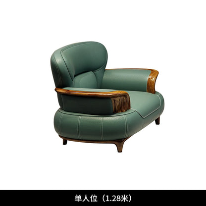 Leather sofa modern high-end villa living room 123 combination solid wood furniture simple and modern