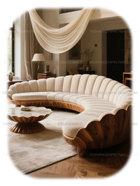 Furniture living room retro style large apartment solid wood multi-person sofa