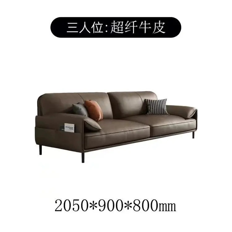 Simple Modern Office Sofa Coffee Table Set Luxury Genuine Leather Three-Seater for Business Meeting Reception Living Room Hotel