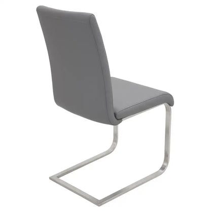 Set of 2 Grey Faux Leather Contemporary Dining Chairs