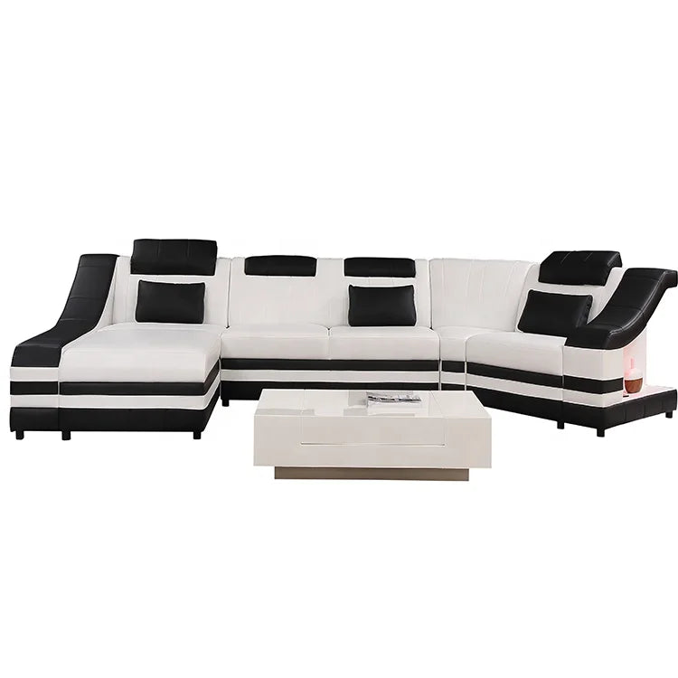 Genuine Leather White Sofa Living Room Furniture Cream Modern Pu Leather Sofa Set