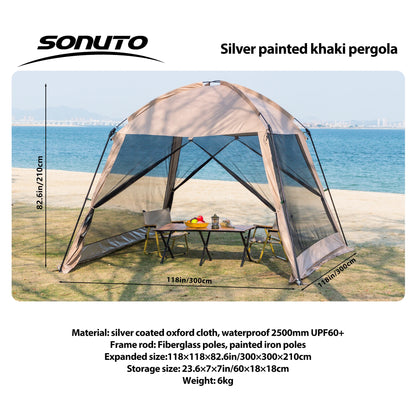 6 Person Camping Tent, Waterproof Windproof Sun Shelter, Instant Setup Family Tent for Outdoor Beach Picnic, 210D Oxford Fabric