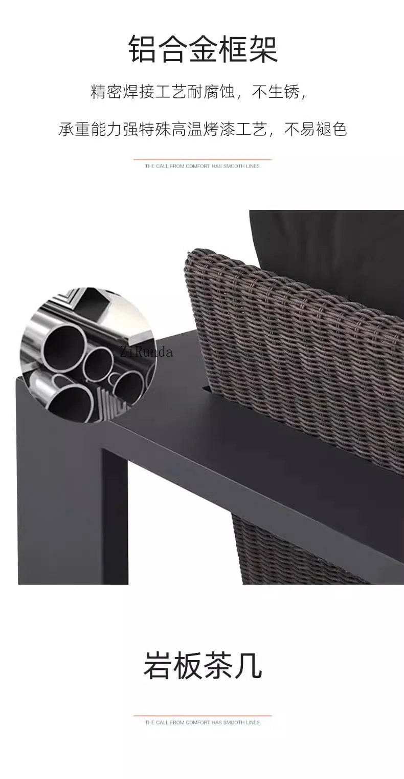 Aluminum alloy outdoor sofa open-air balcony villa courtyard coffee table combination furniture