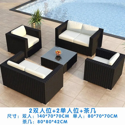 Outdoor sofa combination courtyard garden balcony rattan table and chairs terrace waterproof and sun protection outdoor