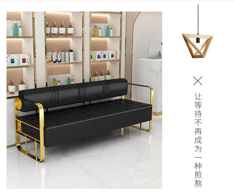 Furniture Barber Shop Sofa Waiting Salon Special Chair Hair Salon Rest Area Stainless Steel Sofa Chair