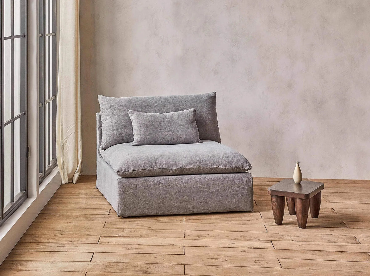 North American wabi style Japanese style white cream linen cotton and linen designer living room B & B straight