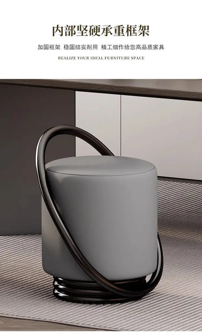 Dressing Table, Stool, Home Living Room Coffee Table, Simple Bedroom Makeup Sofa, Nordic Modern Light Luxury Round Dressing