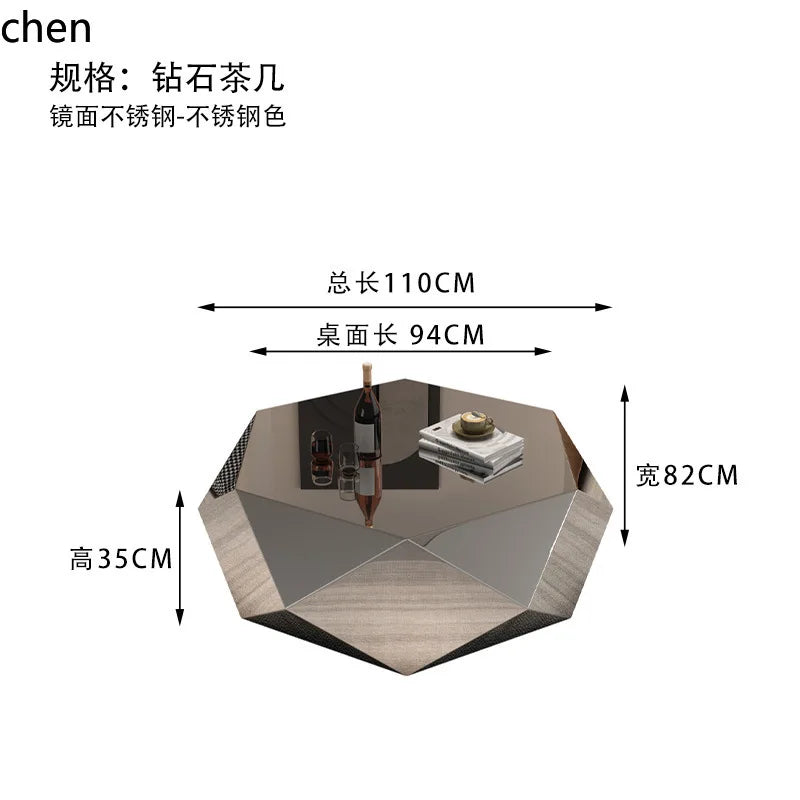 CZ Modern Minimalist Stainless Steel Diamond Coffee Table Simple Furniture Supplies