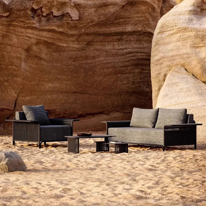 Outdoor Sofa Rattan Courtyard Garden Waterproof and Sunscreen Villa Sofa Simple Combination Rattan Furniture