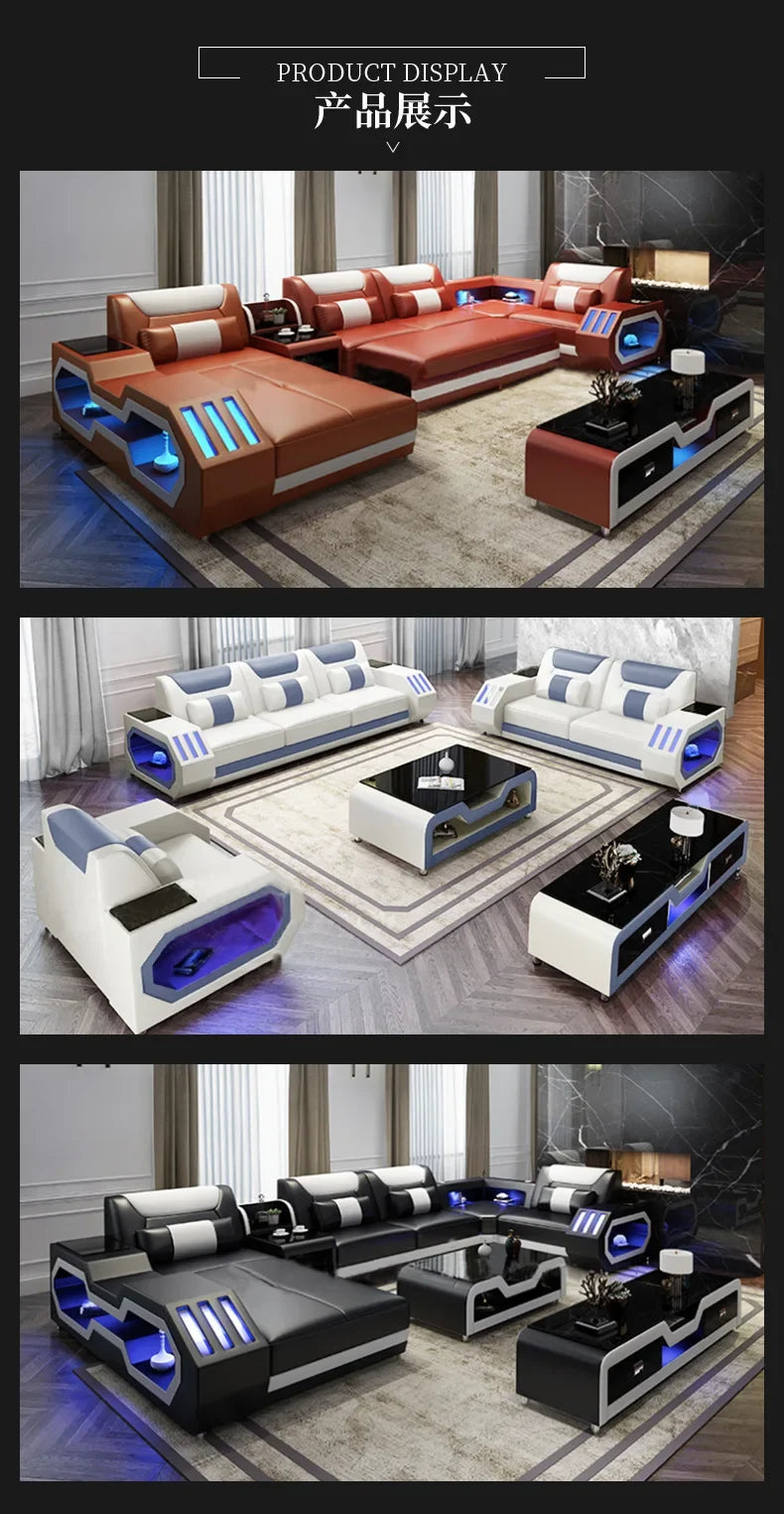 Functional living room comfortable sofa Large led creative sofa combination online celebrity style leisure sofa customization
