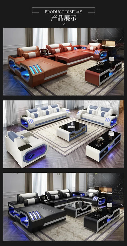 Functional living room comfortable sofa Large led creative sofa combination online celebrity style leisure sofa customization