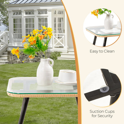 5 Piece Patio Furniture Set, Outdoor Wicker Small Conversation Bistro Set, All-Weather PE Rattan Chairs with Ottoman & Coffee Ta