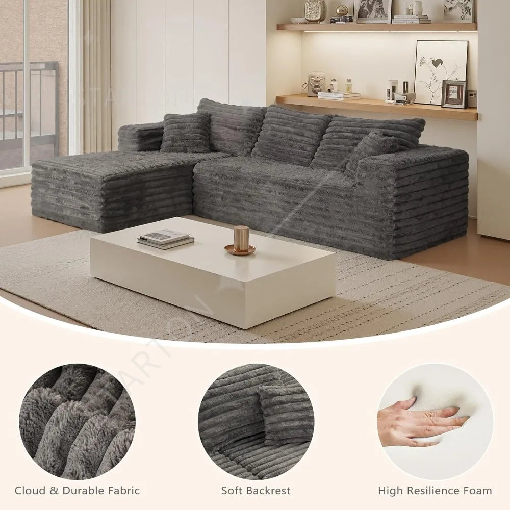 Couch with L-Shape Chaise,Modern Modular Sofa with Deep Seat, Upholstered Couches