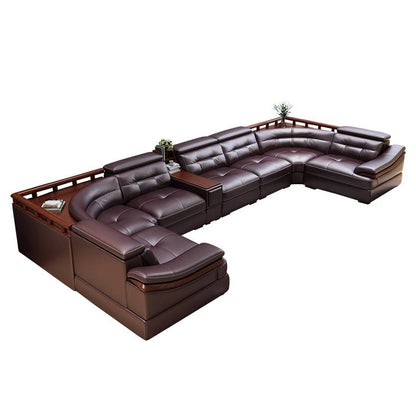 Luxury Charging  Sofas Bed U Shaped Sectional Furniture 7 Seat Modern European Fabric Living Room Sofas Set