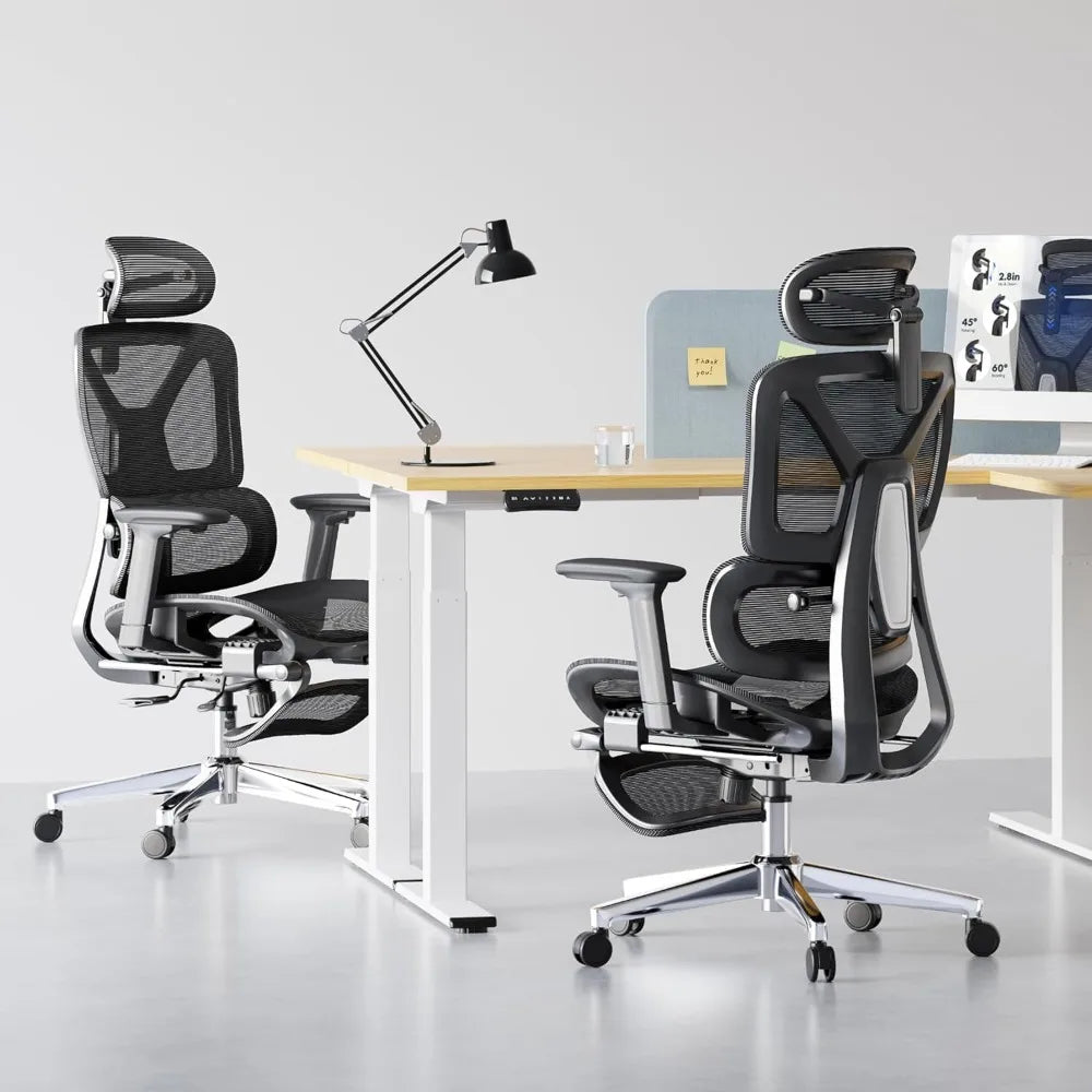 Ergonomic Office Chair with Footrest- Adjustable 3D Armrests, Dynamic Lumbar Support, Recline & Tilt Function