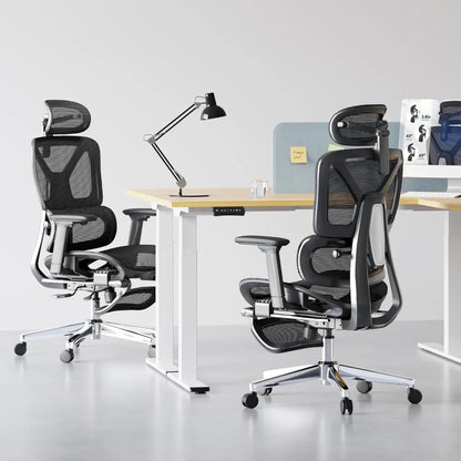 Ergonomic Office Chair with Footrest- Adjustable 3D Armrests, Dynamic Lumbar Support, Recline & Tilt Function