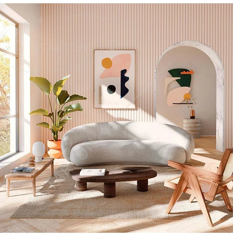 Designer Julep Sofa Sectional 3 Seater Sofa Luxury Modern White Lamb Wool Living Room Furniture
