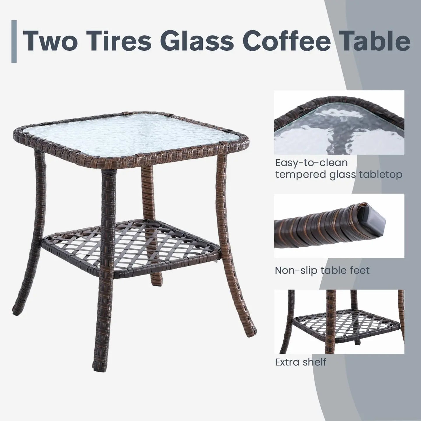 3 Pieces Patio Bistro Set with Table Set, All-Weather Wicker Patio Furniture Set with Thickened Cushions and High Back