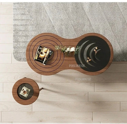 Tables basses design en bois massif, meubles de salon de luxe pour la maison, Table d'appoint de canapé, Table centrale ronde moderne en verre trempé