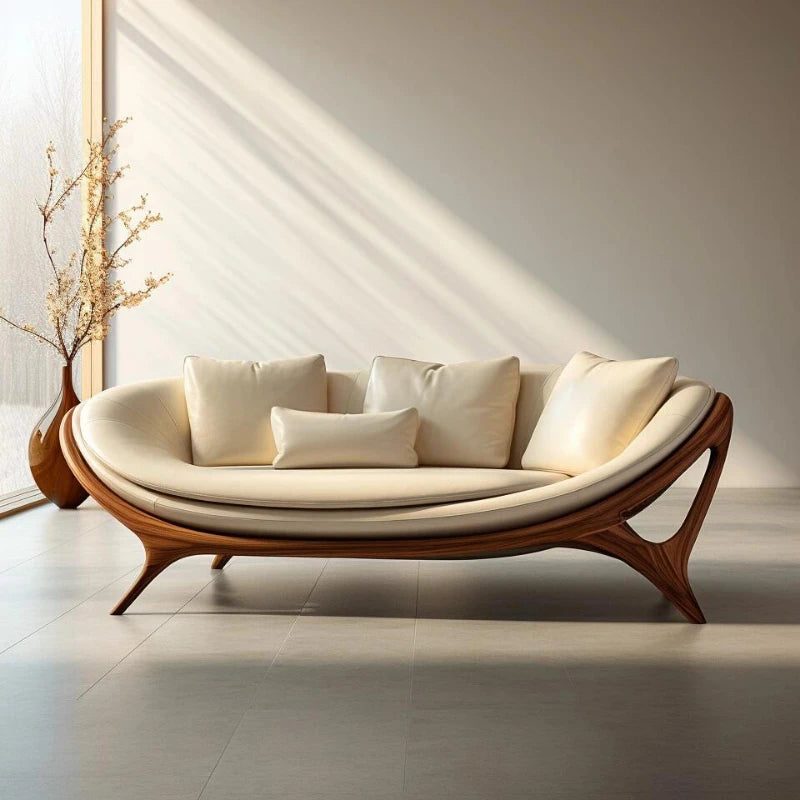 Washable White Nordic Sofa Wood Adults Reclining Lounge Double Chaise Couch Living Room Bedroom Lazy Divano Letto Furniture