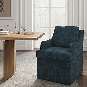 Upholstered Dining Chairs, Modern Kitchen Chairs Dinner Chairs with 4 Casters, Linen Armchair for Bedroom Reading Room Living R