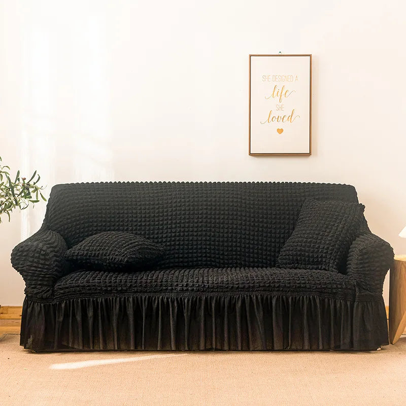 Fabric Skirt 2/3 Seater Sofa Cover 140-230cm Full Package Single Universal Elastic Sofa Slipcovers American Rustic Four Seasons