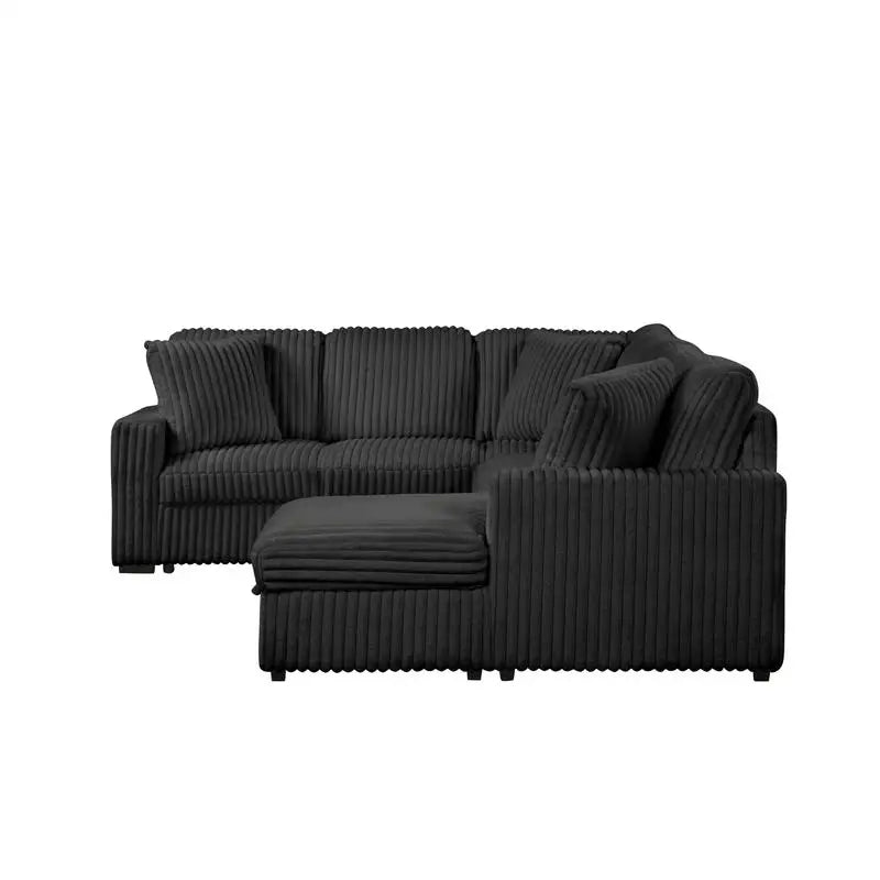 Modern Style Sectional Sofa with USB-C, Sleeper Function & Storage, Wooden Frame in Black Color, NJ Inventory